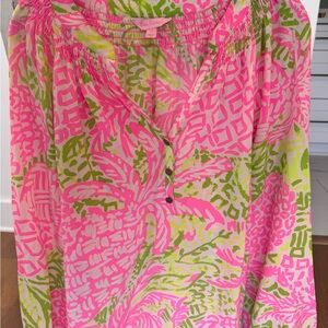 Lilly Pulitzer Pink & Lime Tropical Print Dress